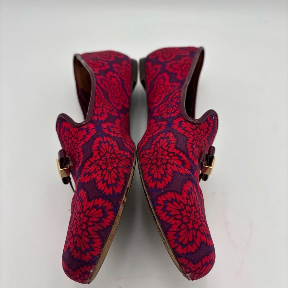 Tory Burch Red‎ and Purple Floral Loafers